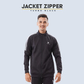 Tiento Jaket Olahraga Resleting Hitam Turtleneck Sporty Turbo Scuba