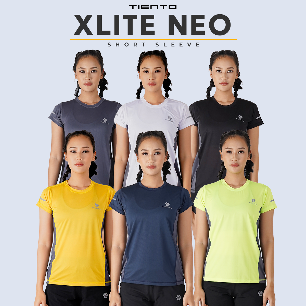Tiento Kaos Olahraga Lari Baju Running Gym Dry Fit X-Lite Neo Wanita