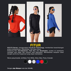 Tiento Jersey Running Women Kaos Olahraga Wanita Lengan Panjang Baju Lari Quick Dry South