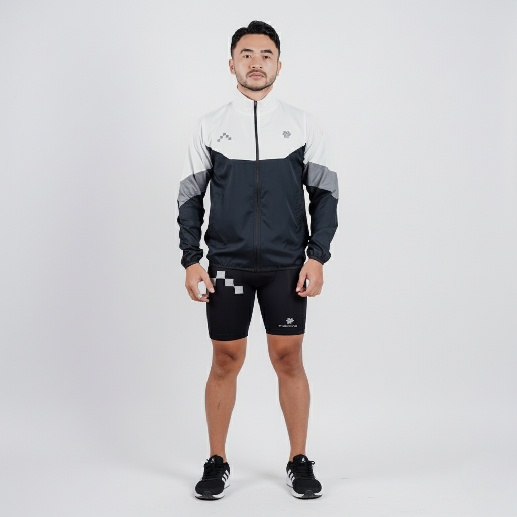 Early Bird Bormar | Paket Long Run Set Jacket Running Short Legging | Free Hat & Socks