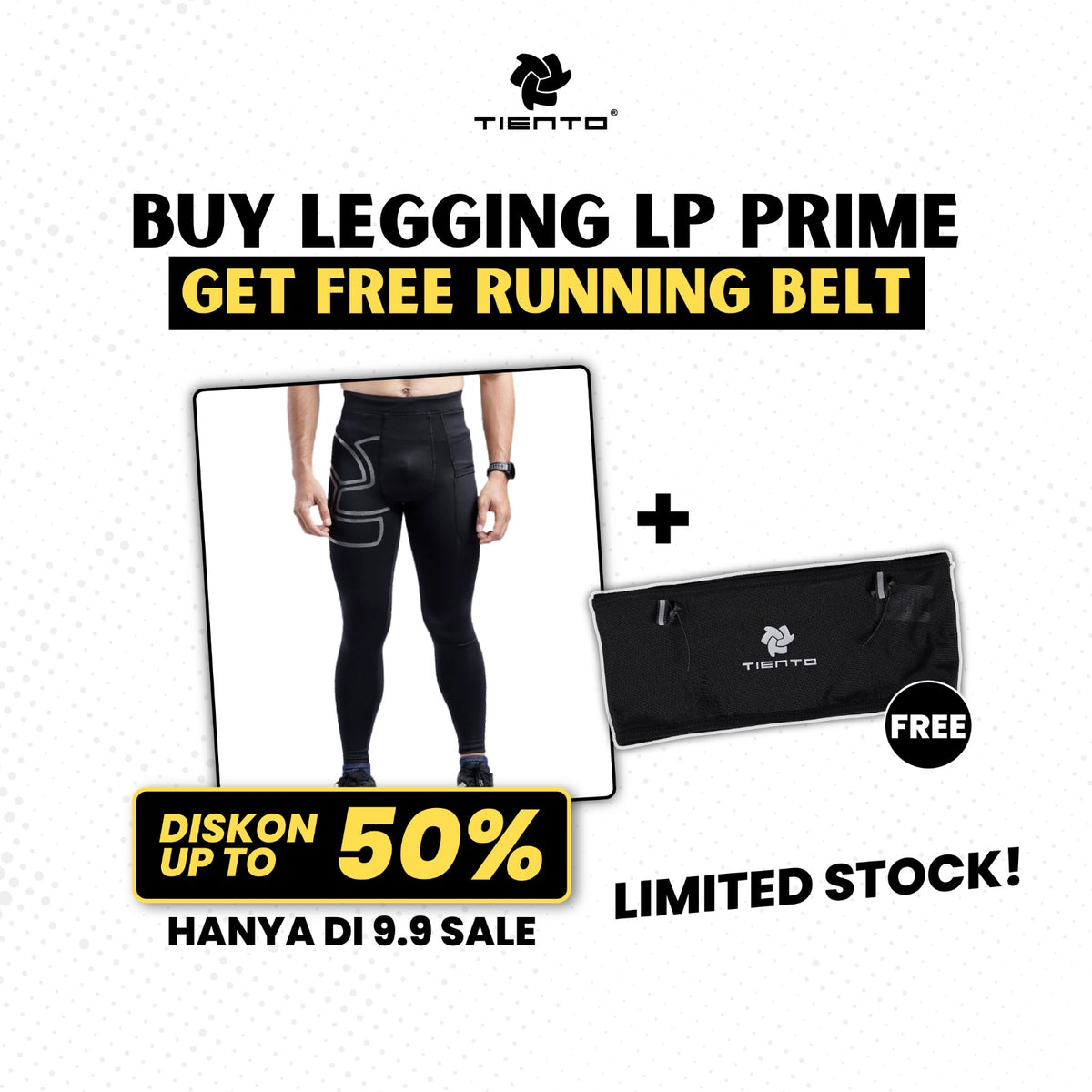 Baselayer Leging Prime Celana Panjang Ketat Olahraga FREE RUNNING BELT Tas Pinggang Olahraga Lari