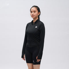 Tiento Jaket Olahraga Wanita Anti UV Turtleneck Thumbhole Untuk Running Gym Sport Outdoor Jogging Velora
