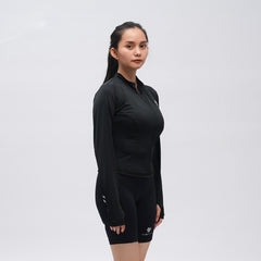 Tiento Jaket Olahraga Wanita Anti UV Turtleneck Thumbhole Untuk Running Gym Sport Outdoor Jogging Velora