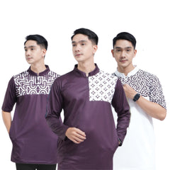 Tiento Baju Koko Muslim Kurta Pakaian Pria Lengan Panjang Pendek