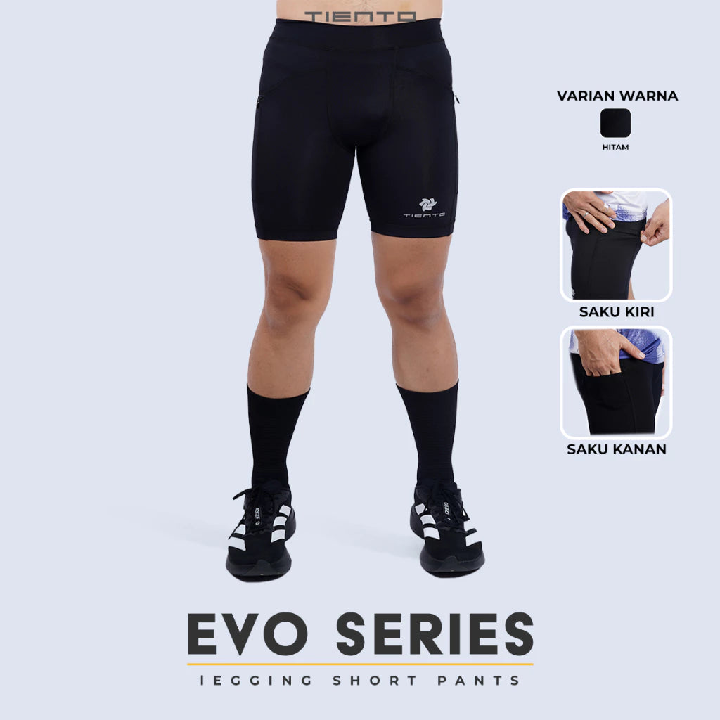 Tiento Celana Legging Lari Pria Short Pants EVO Men Leging Running Pocket