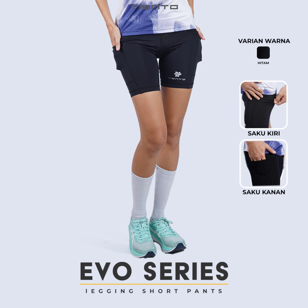 Tiento Celana Legging Lari Pria Short Pants EVO Men Leging Running Pocket
